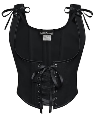 Scarlet Darkness Womens Underbust Corset Top Renaissance Medieval Laceup Boned Fairycore Pirate Corsets Solid Black Size 12