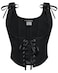 Scarlet Darkness Womens Underbust Corset Top Renaissance Medieval Laceup Boned Fairycore Pirate Corsets Solid Black Size 12