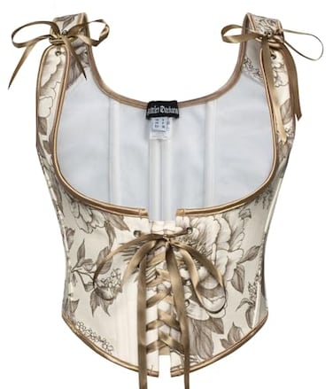 Scarlet Darkness Womens Underbust Corset Top Renaissance Medieval Laceup Boned Fairycore Pirate Corsets Beige Brown Floral Size 6