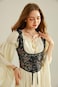 Scarlet Darkness Womens Underbust Corset Top Renaissance Medieval Laceup Boned Fairycore Pirate Corsets Black Multi Floral Size 18