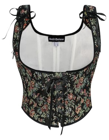Scarlet Darkness Womens Underbust Corset Top Renaissance Medieval Laceup Boned Fairycore Pirate Corsets Black Multi Floral Size 18