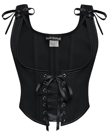 Scarlet Darkness Womens Underbust Corset Top Renaissance Medieval Laceup Boned Fairycore Pirate Corsets Solid Black Size 18