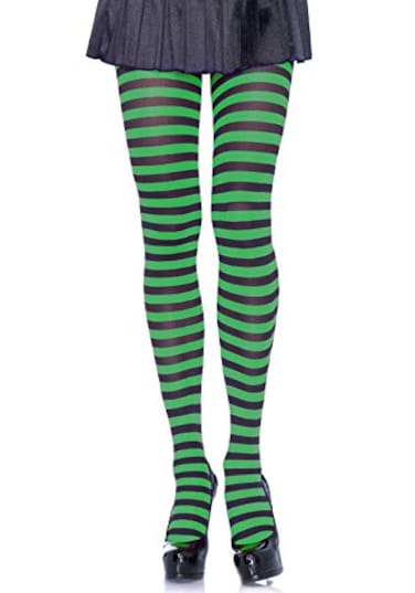 Leg Avenue Womens Nylon Striped Tights BlackGreen One Size