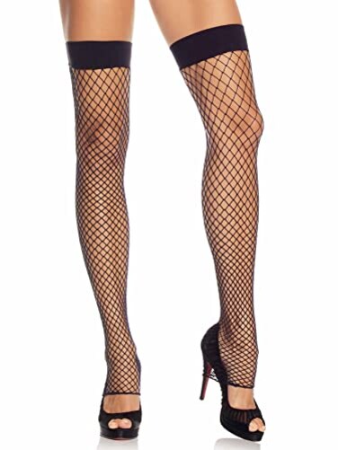 Leg Avenue womens Industrial Fishnet Footless Thigh Highs Black One Size