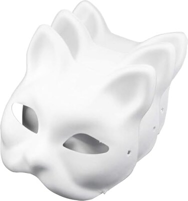 CXanadu Cat Mask White Paper Blank Hand Painted Face Mask Pack og 3