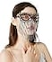 Bellady Rhinestone Cat Eye Fringe Masquerade Mardi Gras Mask with Satin Tie BackBlack