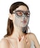 Bellady Rhinestone Cat Eye Fringe Masquerade Mardi Gras Mask with Satin Tie BackBlack