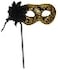AZYOUNG Womans Christmas Halloween Black Purple Red White Feather Flower Plastic Masquerade Mask on StickBlack