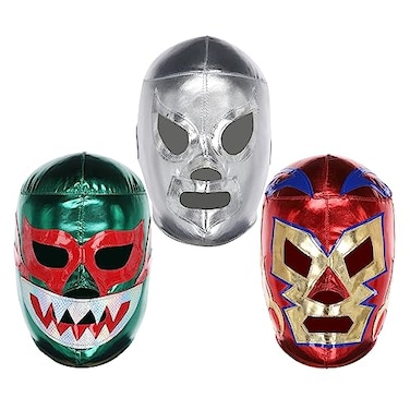 THREE MASK ProFit Luchador Wresting Masks Adult 3Pack Authentic Mexican Lucha Libre Masks With Adjustable Rear Laces