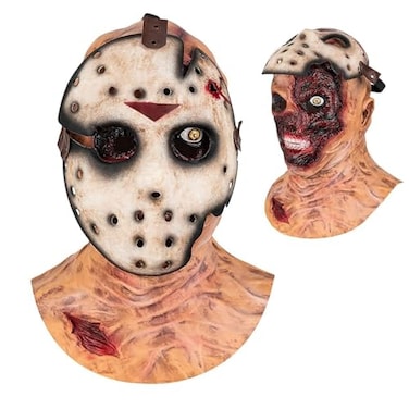 CAFELE Double Zombie Mask Scary Hockey Masks for Adults Halloween Cosplay Costume Props Double Layer