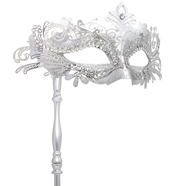 Coddsmz Masquerade Mask with Holding Stick Venetian Halloween Costume Mask Mardi Gras Mask for Womens Party