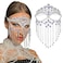 CCbodily Rhinestone Masquerade Mask for Women Crystal Face Chain Mask for WomenBlue