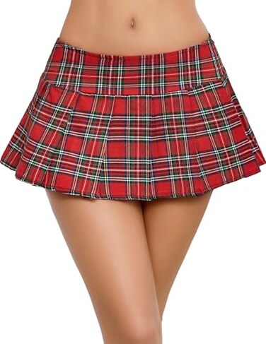 Avidlove Womens Role Play Mini Plaid Skirt Red L