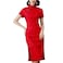 HongH Womens Modern Cheongsam Outfit Short Sleeve Mandarin Collar Frog Button Deco Lace Top Shorts 2pcs Set XL 102 Red