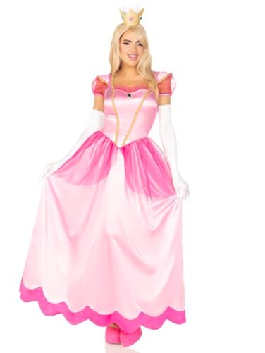 Leg Avenue Womens 2 Pc Classic Pink Princess Costume with Satin Gown Crown Headband SMALL Pink