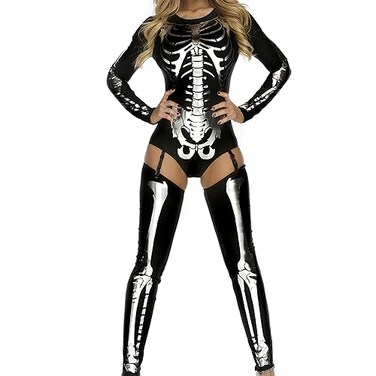 Forplay Womens Snazzy Skeleton Black SmallMedium
