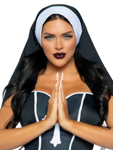 Leg Avenue Womens Nun Habit Cap Costume Accessory BlackWhite One Size