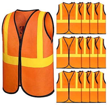 Bokon 12 Pcs Kids Construction Vests Construction Party Supplies Toddler Worker Costume Ages for 38Orange