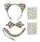Nuolich Leopard Costume Accessories Cheetah Ears Headband Bow Tie Tail Tattoos Halloween Party Cat Cosplay