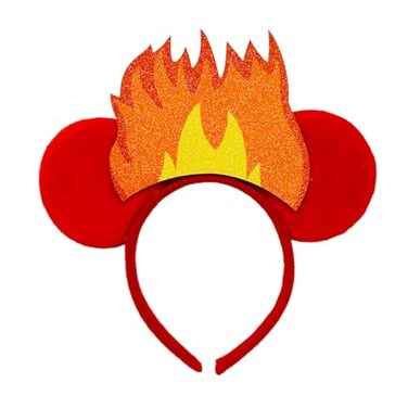 QHQ-SHININGLIFI QHQSHININGLIFI Anger Flames Mouse Ears Headband Costume Party Cosplay Accessory Red TGNN