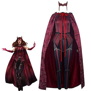 Bulex Wanda Maximoff Costume Cosplay Vision Scarlet Witch Cloak Top Headpiece Accessory Outfit Scarlet Witch Small