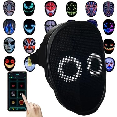 Depointer Life Led Mask with Rechargeable Bluetoothcompatible App Controlled Customizable led mask Lighted Face Transforming Mask unisexAdult