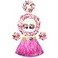 Fighting to Achieve 30cm Hawaiian pink Grass Skirt Performance Costume Set for Girls