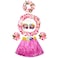 Fighting to Achieve 30cm Hawaiian pink Grass Skirt Performance Costume Set for Girls