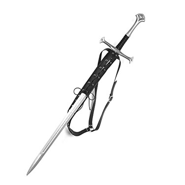 HZMAN Medieval Renaissance Leather Sword Frog LARP Costume Accessory Shoulder Strap Longsword not Included Black