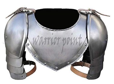 WARRIORPOINT Medieval Iron Gorget Spaulders Arm Shoulder Set Viking Crusader Pauldrons Armor