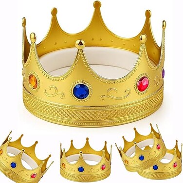 Adorox Gold Royal King Plastic Crown Prince Costume Accessory AdultK Kid 1
