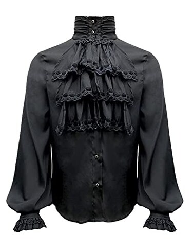 AIBEIX Mens Pirate Vampire Shirt Renaissance Victorian Medieval Gothic Shirt BlackMedium