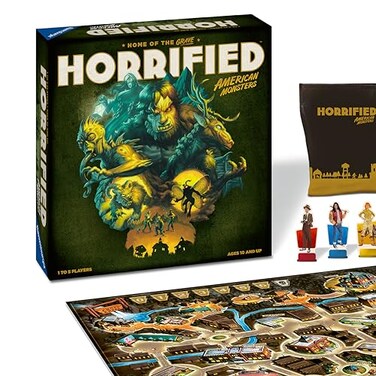 Ravensburger Horrified Games American Monsters Strategy Board Game Boost Critical Thinking Teamwork Cooperative Gameplay Unique Monster Challenges 1 to 5 Players Adults Kids 10
