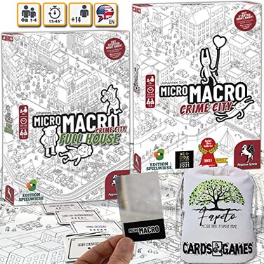 Fapeto more than a simple name Drawstring Bag and Compatible Tokens Bundle with MicroMacro Crime City and Full House Board Games