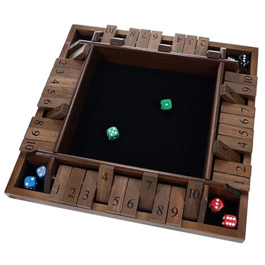 WE Games 14 inch 14 Player Shut The Box Wooden Board Game Walnut Stain