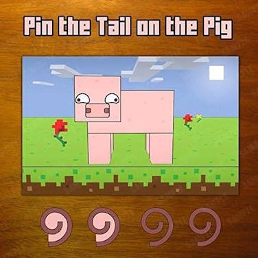 Silly Goose Gifts Pin The Tail On The Pig Fun Kids Birthday Party Supply Celebration Activity Pixel Block Video Game Themed Mining Craft Adventure Attach