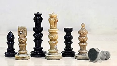 StonKraft Natural Stone Chess Pieces Chessmen Chess Coins 3 King Chess Accessories Board Games 3 White Brown