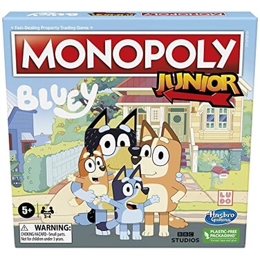 Monopoly Hasbro Gaming Junior Bluey Edition Board Game Kids Play as Bluey Bingo Mum Dad for Girls Boys Ages 5