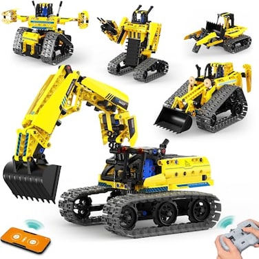 LECPOP 5 in 1 Building Toys STEM Robotics Kit 430 PCS Blocks RC Robot Erector Sets APP Remote Control Excavator Science Kits for Kids Age 6 7 8 9 10 11 1214 DIY Educational Gift for Boys Girls
