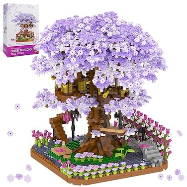NEWABWN Cherry Blossom Bonsai Tree Mini Micro Building Set Japanese Sakura Tree House Model Sets for Adults Flowers House Mini Bricks Building Kit Creative Gift Toys for Teens 14 2200PCS