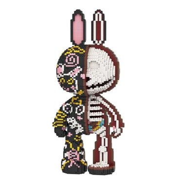 HONLANCH Animal Graffiti Skeleton Rabbit Micro Building Blocks Set8000PCS 55cm High Series Gift for Adults and Kids