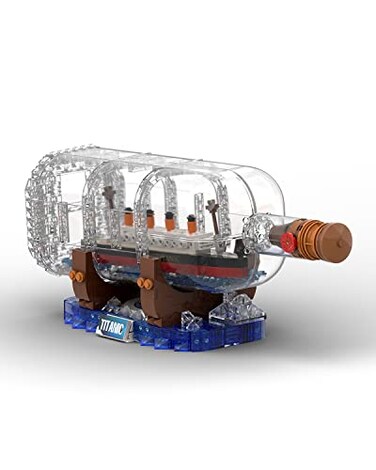 dOvOb Titanic Ship in a Bottle Building Blocks Set Creative Collectible Display Model Set Great Idea Gift Toy for Adults and Kids878 PCS