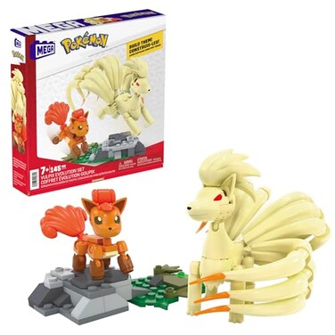 Mega Brands Mega Pokmon Evolution of Vulpix 2 Figures Vulpix and Ninetals 145 Building Blocks Toy 7 Years Mattel HTH79