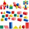 Deekin 70 Pcs Wood Geometric Solid Mini 3D Shapes Wooden Block Bulk for Teaching Classroom Manipulatives Elementary Shape Block for Geometry Math Kindergarten Preschool Learning Geometry