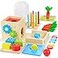 JUSTWOOD Montessori Toys for 1 Year Old 8in1 Wooden Play Kit Includes Object Permanent Box Learning Activity Cube Sorting Stacking Toy Carrot Harvest Game Gift for Boys Girls Age 12 Months