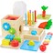 JUSTWOOD Montessori Toys for 1 Year Old 8in1 Wooden Play Kit Includes Object Permanent Box Learning Activity Cube Sorting Stacking Toy Carrot Harvest Game Gift for Boys Girls Age 12 Months