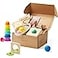Tiny Land Montessori Toy Set for Babies 79 Months Senser Play Kit 5in1 Wooden Learning Toys with Object Permanence Box Sensory Ball Stacking Cups and Mirror PuzzleBody Board Book