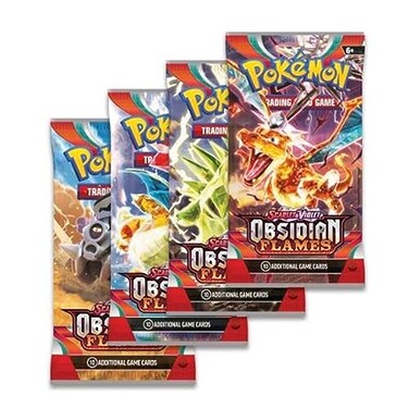 Pok&Atilde;&copy;mon Pokemon Booster Pack Lot Obsidian Flames x4 Pack Artwork May Vary
