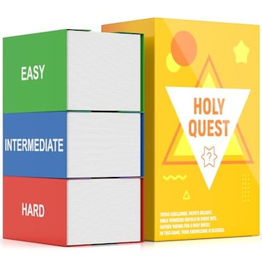 HOLY QUEST A Fun Bible Trivia Game Extra Value 400 Cards Pack with 6 Engaging Categories Perfect for Bible Study Youth Groups and Church Gatherings Great Christian Game for Adults and Family