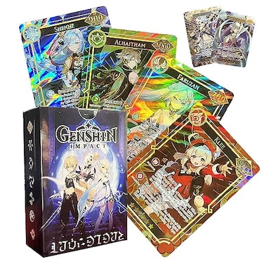 fuxi 60PCS TCG Deck Cards55PCS Ultra Rare Card and 5Pcs Random UTR with Gilded Text English Version TCG Collection Kamisato Ayaka ZhongLI CollectibleBest Gift